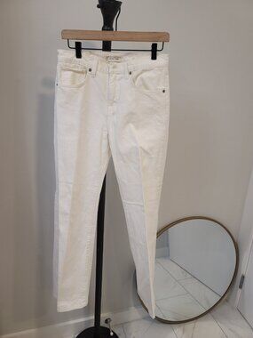 Nili Lotan Jeans 28 Celia Classic Wash Flare Leg White Denim CasualOffice Luxury